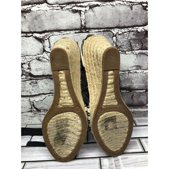 J.CREW Eloise Blue Striped Fabric Espadrilles Wedge Ankle Wrap Sandals Women 8M - Picture 7 of 16